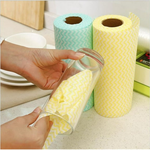 JeashCHAT Disposable Cleaning Cloth Roll Non Woven Fabric Handy Cleaning Wipes Household Kitchen Towels Dish Cloth Dish Towels Dish Rags, A Roll of 40 Sheets, Random Color