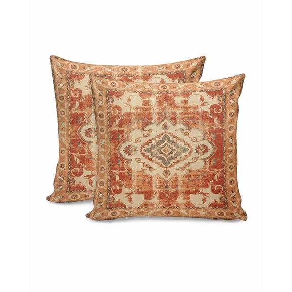 Throw Pillow Covers 20x20 Inch Set of 2 Burnt Orange Bohemia Decorative Pillow Covers Tribal Vintage Boho Cushion Cover Pillowcase for Sofa Couch Bed Home Decor