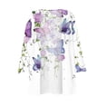 thumbnail image 3 of Sksloeg Women's Draped Front Open Cardigan Dressy Vintage Flower Printed 3/4 Sleeve Split Sweater Coat Hawaiian Button Down Slim Prom Cardigans,Light Purple 3XL, 3 of 6