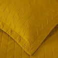 thumbnail image 5 of Chezmoi Collection Roswell Geometric Striped Solid Cotton Lightweight Quilt for All Seasons, 3-Piece Quilt Set, King, Mustard Yellow, 5 of 8