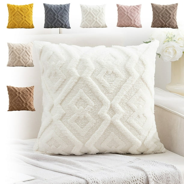 Funda de Cojín de Terciopelo con Diseño de Copos de Nieve de 45 X 45 Cm | Funda de Cojín para Sofá Cama | Marrón, Beige, Café, Gris, Amarillo, Rosa y Blanco | Diseño de Una Sola Cara