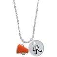 thumbnail image 1 of Delight Jewelry Silvertone Small Orange Megaphone Silvertone Script Initial Disc - R - Charm Necklace, 20"+3", 1 of 4
