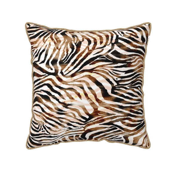 Xecao Watercolor Zebra Print Soft Velvet Decorative Throw Pillow Covers, Square Cushion Cases for Bed, Sofa, Living Room, Car, and Indoor Outdoor Use-16"x16"