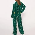 thumbnail image 4 of GZWYHT Sets for Women Pajamas for Women Set Women Pajamas Holiday 2 Piece Satin Set Long Sleeve Button Down Shirt Pants Sleepwear Cotton Pajamas for Women Set Comfy Pajamas for Women Set Green XL, 4 of 4