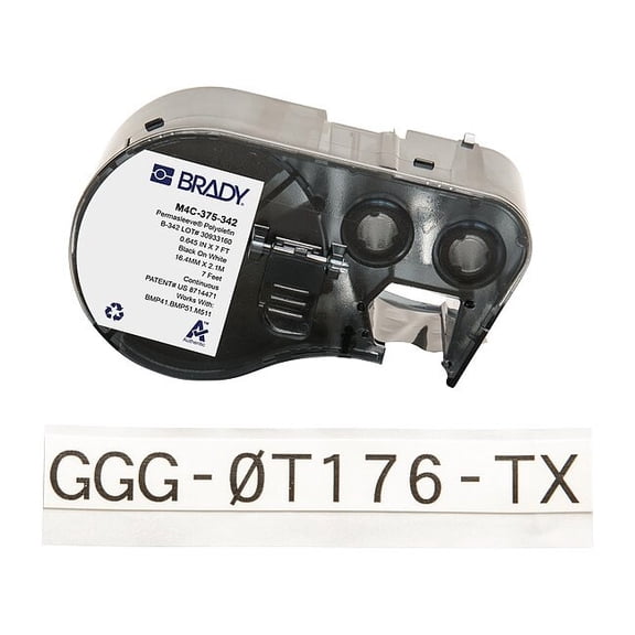 Brady Sleeve Label, White, Polyolefin, 1 in W M4C-375-342