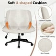 thumbnail image 4 of Walsunny Criss Cross Legged Home Office Vanity Desk Chair with Back & Wide Seat Armless with Wheels Swivel Padded Fabric Chair, White, 4 of 7