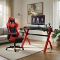 thumbnail image 6 of Demi Bonn Ergonomic Gaming Desk with Carbon Fiber Surface and R-Shape Steel Frame, Small Home Office Desk Study Writing Table, Black, 6 of 8