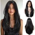 thumbnail image 2 of Yanonmyfd Black Wigs for Women Long Wig with Bangs Natural Straight Wigs Synthetic Hair Heat Resistant Wigs for Daily Party Cosplay Wear, 2 of 38