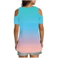 thumbnail image 5 of Fesfesfes Women's Open-Shoulder Tops Summer Casual Short Sleeves V-Neck Blouses Comfortable Loose Party Clothes Fashionable Outdoor T-shirt(Sky Blue,S), 5 of 6