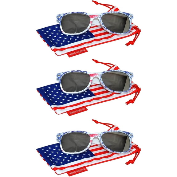 OWL Patriotic Sunglasses for Men Women UV400 Protection American Flag Sunglasses (3 Pack)