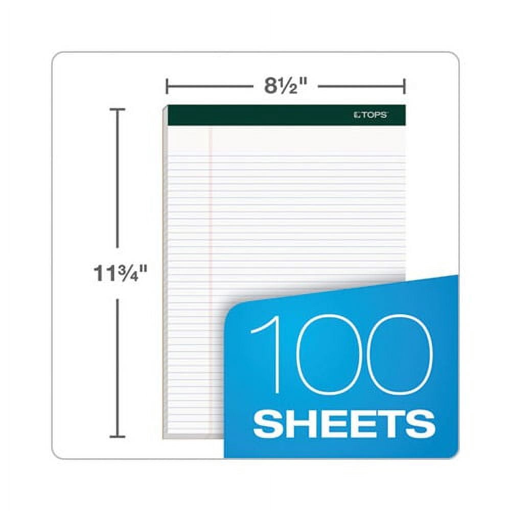 Double Docket Ruled Pads Narrow Rule, 8.5 x 11.75, White, 100 Sheets, 4/Pack