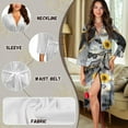 thumbnail image 6 of Yuyamidu Gray Marble Print Womens Robe Long Lightweight 3/4 Sleeve Bathrobe Butterfly Sleepwear Gowns Size L Sunflower V-Neck Robes Ladies Loungewear, Below the Knee, 6 of 7