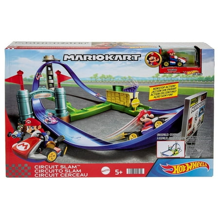 UPC: 0194735050659 | Hot Wheels Mario Kart Circuit Slam Play Set Mattle Blue Car Toy