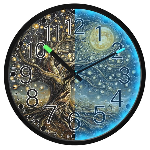 Ryvnso Dream Tree 12 Inch Night Light Wall Clock Silent Battery Operated Luminous Clocks