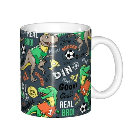 

Yiaed Dinosaur Plays Soccer Print Ceramics Coffee Large Handle Design Extra Large Tea and Coffee Cup for Office and Home Mugs