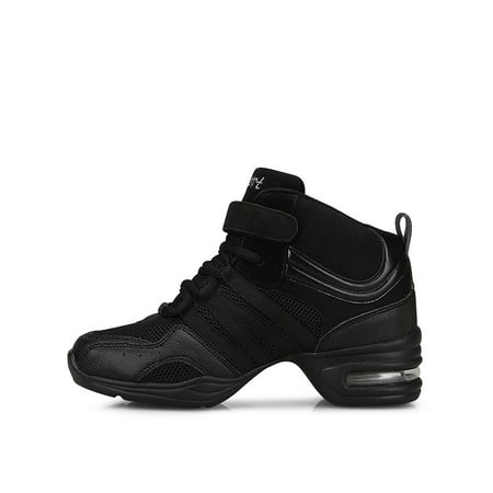 

Woobling Women Non-Slip Dancing Sneakers Lace Up Jazz Shoe Athletic Lightweight Round Toe Black 6.5