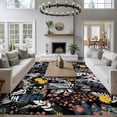 thumbnail image 3 of Large Area Rugs for Living Room Bedroom, Wildflowers Blossom 6'x9' Rug Washable Carpet Runner Indoor Outdoor, Black Spring Garden Botanical Floral Non Slip Floor Mats Rug for Kitchen, Playroom, 3 of 8