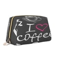 thumbnail image 2 of Naloa I Love Coffee Leather Makeup Bag for Purse Travel, Portable Small Cosmetic Organizer for Women and Girls, Make up Bag with Zipper, 2 of 8