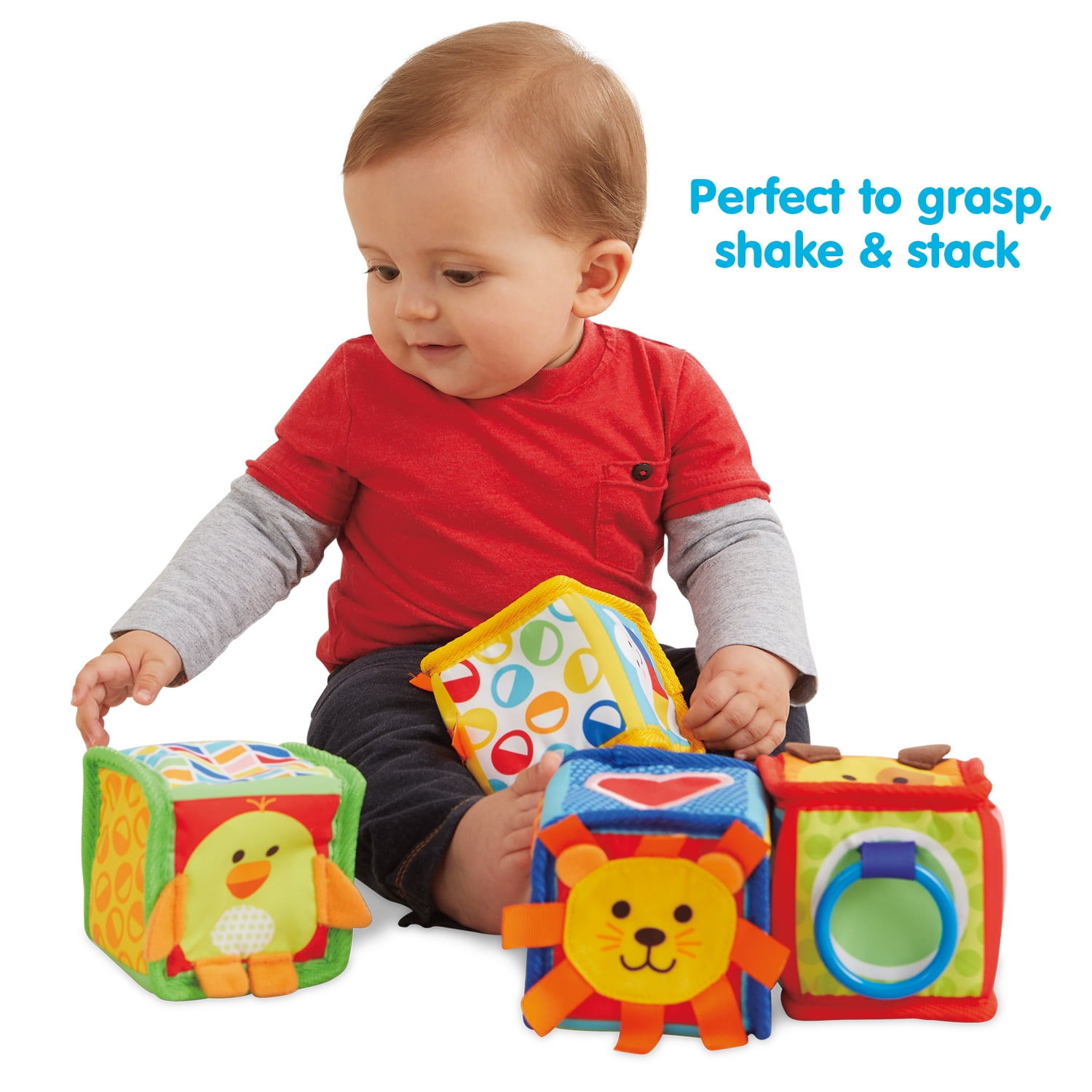 Kidoozie Discovery Soft Blocks for Infants and Toddlers ages 3-18 months; Texture, Shapes and Sounds to Engage the Senses