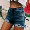 thumbnail image 2 of TRUBKH shorts for women jean shorts womens baggy jean shorts women women's shorts jean shorts for women Women's Casual Insert Pockets Personality Jeans Ultra-Short Denim Shorts Dark Blue XL, 2 of 4