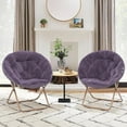thumbnail image 5 of PERUYQ Foldable Oversized Moon Chairs Set of 2, Large Soft Lazy Cozy Comfortable Faux Fur Round Saucer Moon Chairs Set of 2 for Teens and Adults, Burgundy, 5 of 24