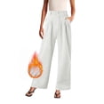 thumbnail image 2 of Gibobby Pantalones deportivos térmicos para mujer Pantalones deportivos con forro polar de algodón para mujer, pantalones deportivos informales con pierna recta(Blanco,XG), 2 of 4