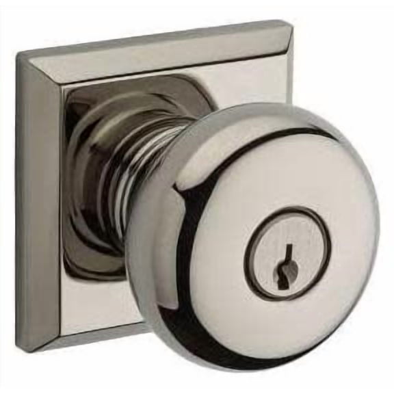 Baldwin Reserve Enroutsr141 Entry Round Knob and Traditional Square Rose Bright Nickel Finish