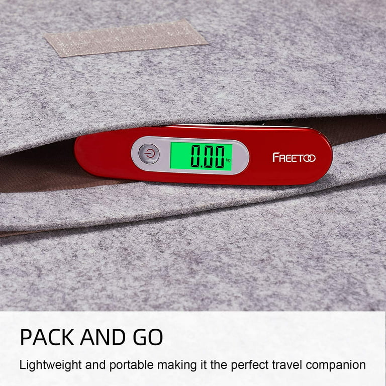 FREETOO Portable Luggage Scale Digital Travel Scale Suitcase Scales Weights with Tare Function 110 lb/ 50kg Capacity Red