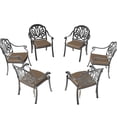thumbnail image 2 of JERFIT 6-Piece Outdoor Patio Dining Set, Aluminum Armchairs with Brown Cushions, Black Stackable Garden Chairs for Deck, Poolside, 2 of 9