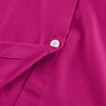 thumbnail image 6 of CIENVNSTG Women's 2026 Spring Fall Trendy Casual Lapel Button Down Blouse Lantern Puff Long Sleeve V Neck Loose Solid Plus Size Oversized Top Airy Relaxed Office Work Weekend Outfit Hot Pink 3XL, 6 of 6