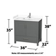 thumbnail image 4 of Wyndham Collection Sheffield 36" Wood Single Bathroom Vanity in Dark Gray, 4 of 4