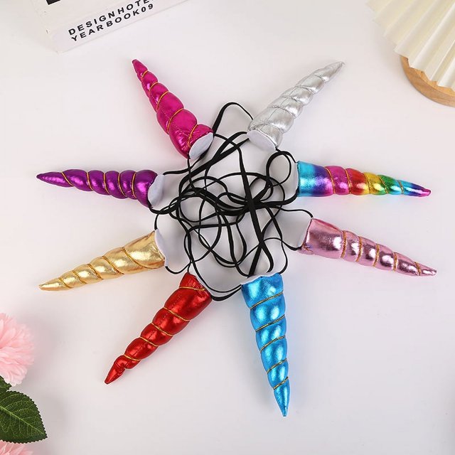 Paquete de 24 diademas de cuerno de unicornio, diademas de unicornio con bandas elásticas para niñas, mujeres adultas, accesorios de disfraces de cosplay, 8 estilos