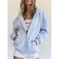 thumbnail image 2 of Womens Zip Up Hoodies Oversized Sweatshirts Fall School Fashion Outfits Casual Jackets Winter Clothes Light Gray XXXL, 2 of 7