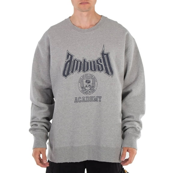 Ambush Grey Academy Crewneck Sweatshirt, Size Medium