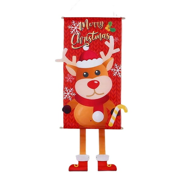 Decoración de bandera de Navidad Diy Santa/ciervo/muñeco de nieve bandera colgante lindos carteles de Navidad fiesta de Navidad