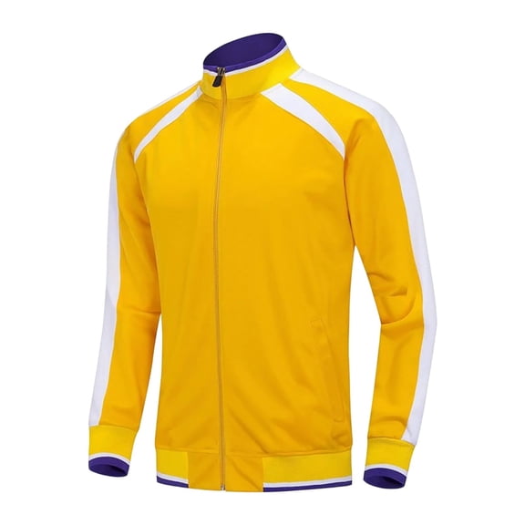 asjyhkr Jackets for Men Full-Zip Workout Fall Daily Wear Fitted Casual Long Sleeve Color Blocked Track Jacket with Pockets(XX-Small,Yellow)