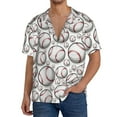 thumbnail image 1 of Disketp Cute Baseball Print Men's Hawaiian Shirts Button Down Holiday Beach Shirts-Large, 1 of 5