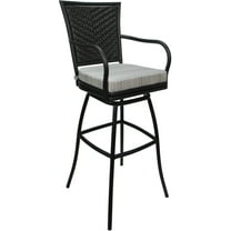 Outdoor or Indoor Extra Tall Bar Stool 34" - Elon with Arms - Cream NF - Black