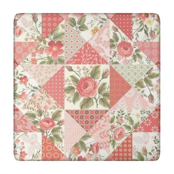 Pioneer Flower Floral Print Pattern Square Fitted Tablecloth with Elastic Edge,Square Table Cover,Washable Elastic Table Cover for Home Kitchen Party Decor 34"x34"