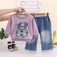 thumbnail image 2 of YEPGAR Infant Girls Suits Long Sleeve Printed Top Casual Pants Matching Outfit Autumn Cute Style Toddler Daily Sweatsuit (Light Purple, 4-5 Years), 2 of 5
