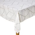 thumbnail image 2 of Violet Linen Swiss Modern Geometric Pattern, Polyester Embroidered, White, 70 Inch by 160 Inch, Seats 14 to 16 people, Rectangular Tablecloths, 2 of 8