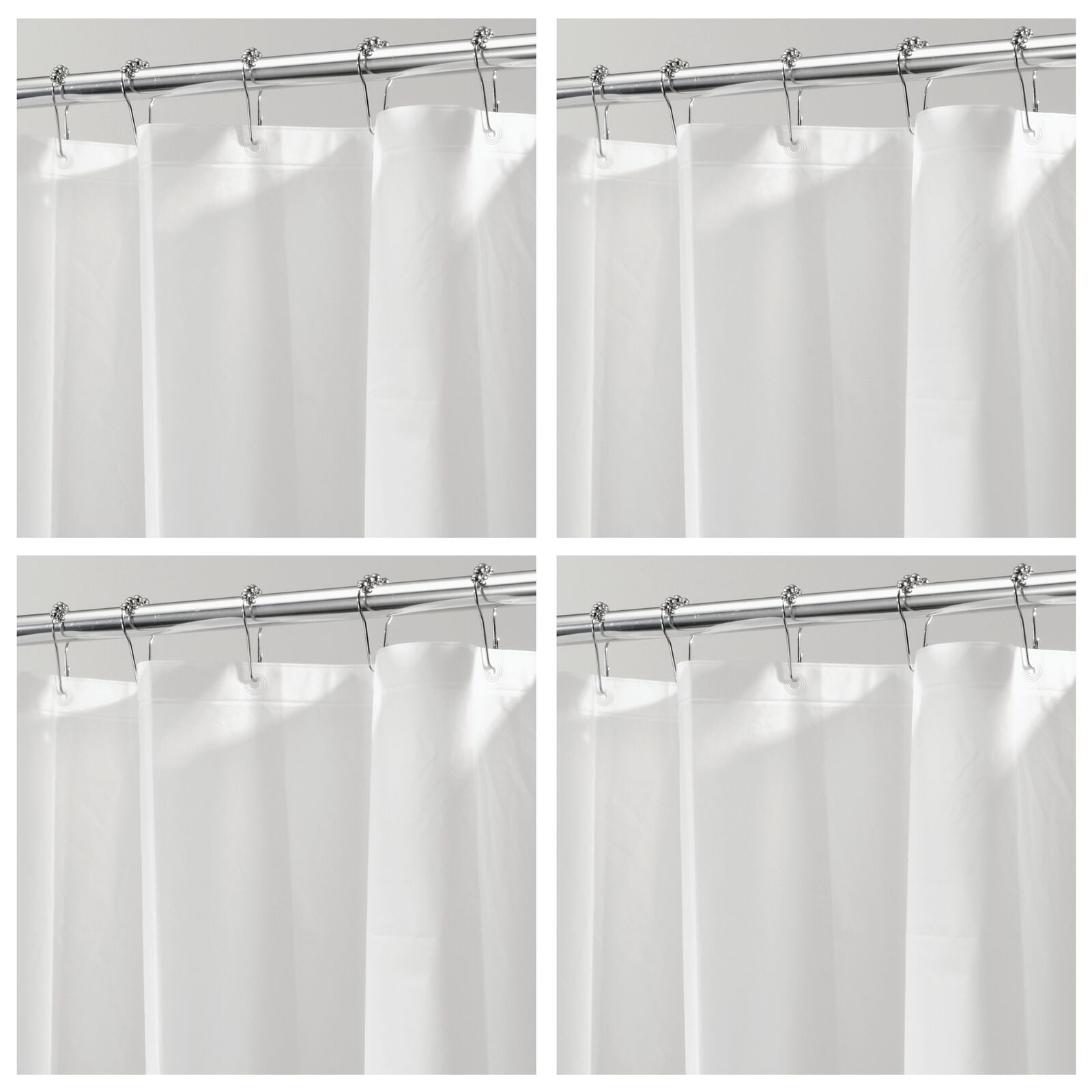 Water-Resistant 4 Pack PEVA 3-Gauge mDesign Plastic Transparent Shower Curtain Liner Inner Shower Curtain Liner for Bathroom Clear and Tub No Odor Shower 