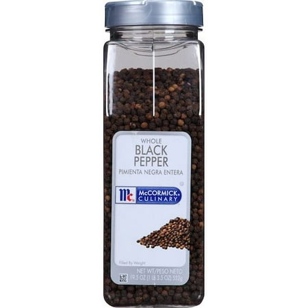 McCormick Culinary Whole Black Pepper, 19.5 Ounce -- 6 per Case.