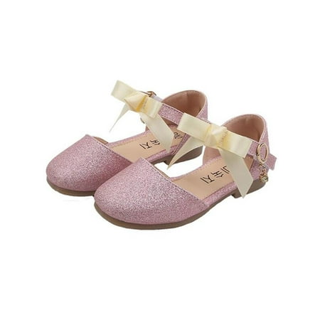 KidUtowu Girls Glitter Leather Shoes Kids Princess Flats Soft Bowknot Casual Party Shoes