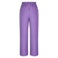 thumbnail image 5 of Olyvenn Womens Cotton Linen Casual Pants Wide Leg Lightweight Loose Summer Ealstic High Waisted Palazzo Pants with Pockets Purple XL, 5 of 8
