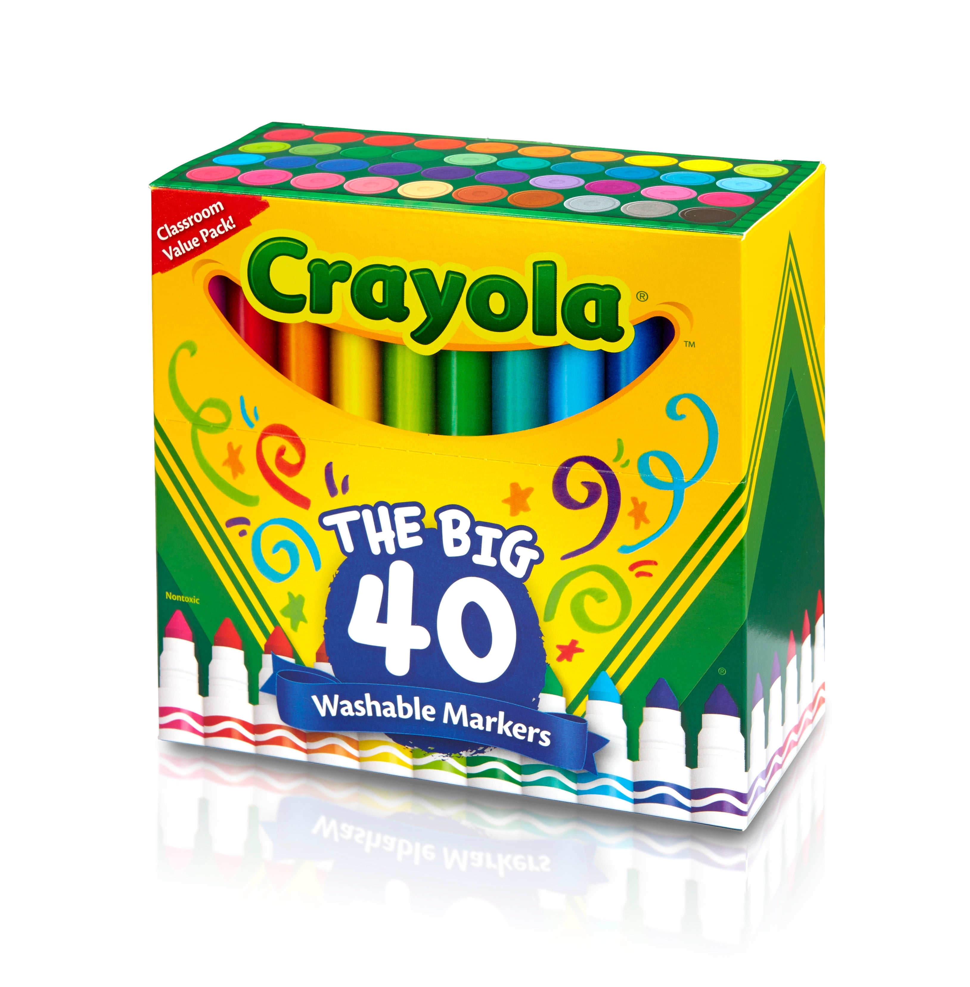 Crayola 40CT Classic Broad Line Washable Markers, Bulk Case of 6 Boxes, 240 Pieces, School Supplies