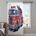 thumbnail image 4 of Fire Trucks Sheer Curtains 84 Inches Long, Modern Cartoons Vehicles Light Filering Curtains, Breathable Simi Curtain Privacy Drapes for Living Room Bedroom Lightweight Window Treatment, 4 of 9