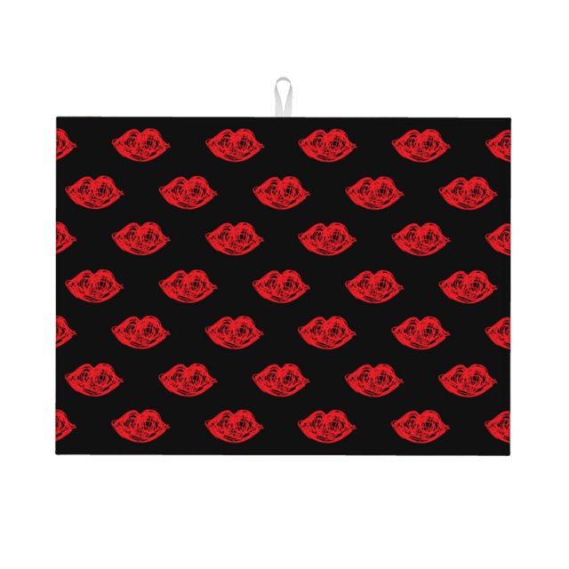 Fotbe Red Beautiful Lips Alfombrilla de Secado para Cocina con Estampado, 18x24 Pulgadas