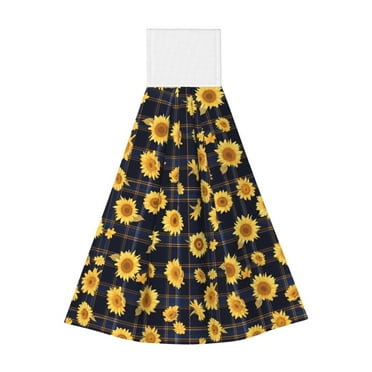 Bixox Royal Blue Plaid Sunflower Print Hand Towels for Bathroom Kitchen Fingertip Towel Fast Drying Washcloth for Bathroom Kitchen Home Decor