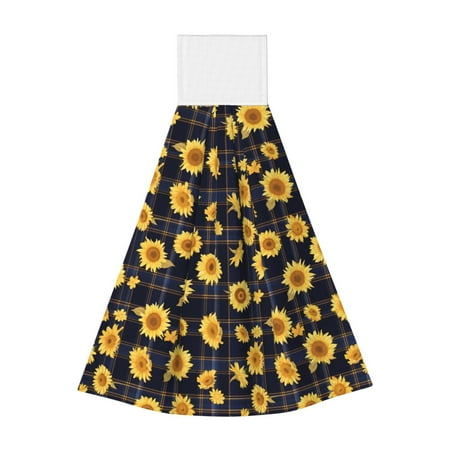 

Jgfou Royal Blue Plaid Sunflower Print Coral Fleece Microfiber Hanging Hand Towel Soft Premium Dishcloths Multi-Purpose Dust and Stain Removal Cleaning Supplies